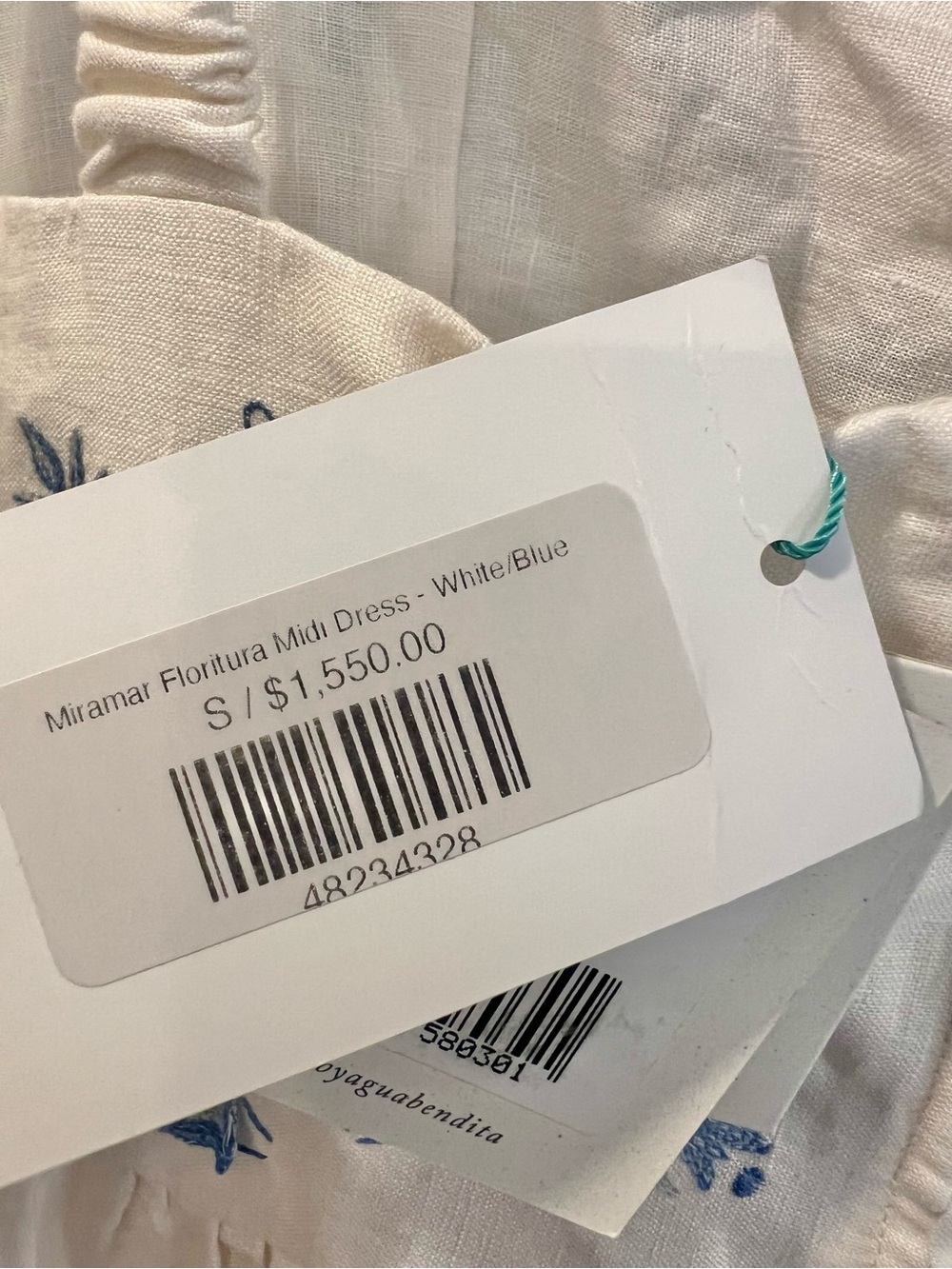 NWT Agua By Agua Bendita  Miramar Floritura Embroidered Linen Dress Sz Small - Picture 7 of 9